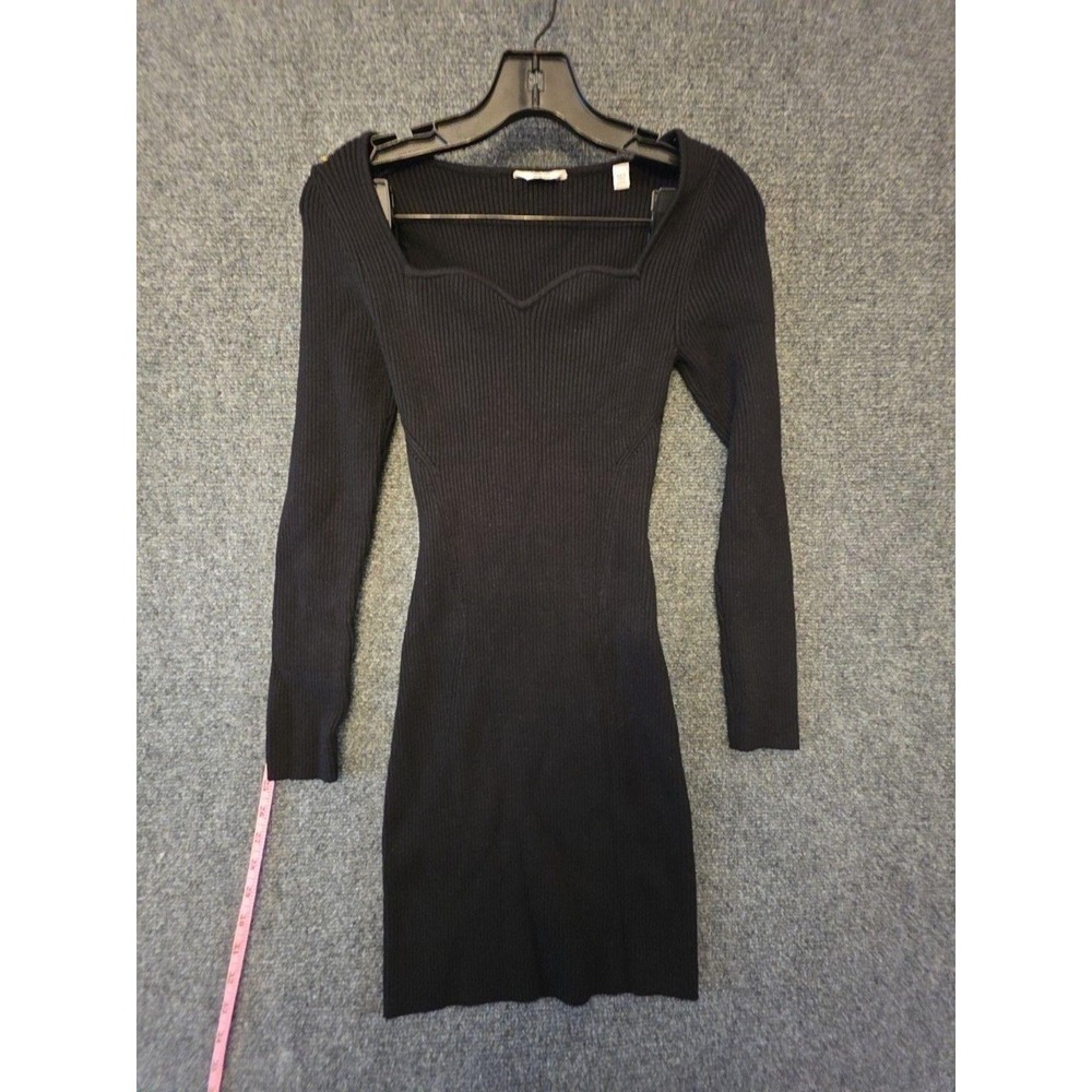 Jack Wills Dress Womens 6 Black Ribbed Sweetheart Bodycon Sweater Knit Mini